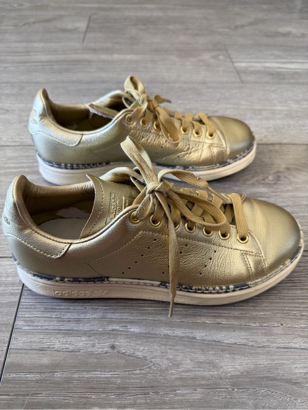 adidas Stan Smith New Bold Gold Metallic Snake Womens 7.5 F34120 Sneakers - Picture 6 of 8